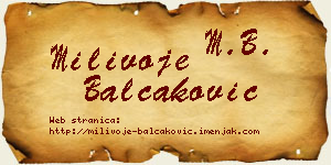 Milivoje Balčaković vizit kartica